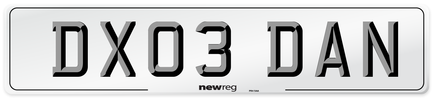 DX03 DAN Number Plate from New Reg